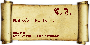 Matkó Norbert névjegykártya